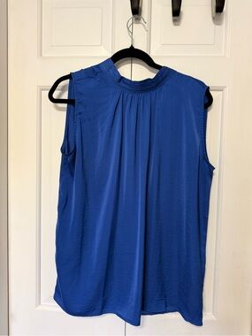 Saint Tropez West Cobalt Blue Sleeveless Pleated Neck Camisole - Good Condition
